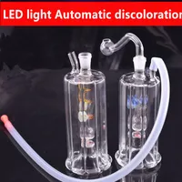 New LED Light Glass Oil Burner Bong recycler Water Pipes with 10mm Male Thick Pyrex Glass Oil Burner Pipe Silicone Tube for Smoking Tools Cheapest