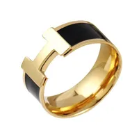 H Ring Letter 6 mm de lujo dise￱ador anillos de la marca cl￡sica pareja de joyas anillos de fiesta de la boda joyer￭a para novia regalo de San Valent￭n