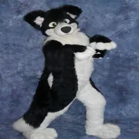 2018 High quality Custom Green Husky Fursuit Dog Fox Mascot Costume Animal Suit Halloween Christmas Birthday Full Body Props Costu210b