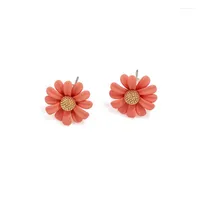 Stud Earrings Fashion Simple Environmental Protection Electroplated Baked Paint Small Chrysanthemum
