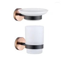 Bath Accessory Set Stainless Steel 304 Rose Gold Black Bathroom Wall Mounted Toothbrush Holder Soap Dish Hardware