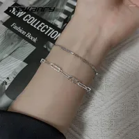Link Bracelets MEWANRY Silver Color Accessories Fashion Simple Couples Vintage Cube Chain Thai Jewelry Gifts For Women