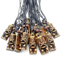 Fashion Jewelry Whole lot 12pcs Imitation Yak Bone Carved New Zealand Maori Tiki Totem Men Pendant Necklace Amulets Drop Shipp275A