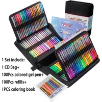 Gel Pens Colored Gel Pen Set 100 Colors para dibujar pintura Sketching 0.5 mm Color de colores Bolle Pen School Supplies 040301 230203
