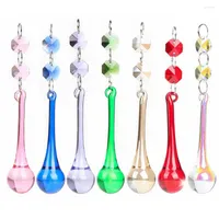 Decorative Figurines Colorful Crystal Water Drop Lighting Pendant DIY Windows Curtain Hanging Ornament Home Chandelier Decoration