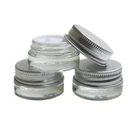 300 x perfume bottle 5g 5ml mini thick clear glass cream jar pot with aluminum lids & inner cap 1 6oz cosmetic container
