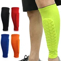 1PCS Football Shin Guards Protector Soccer Honeycomb Anti-crash Leg Calf Compression Sleeves Cycling Running shinguards315K