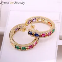 Stud Earrings 4Pairs Rainbow Studs 2023 Colorful Jewelry Gold Fashion CZ Party Circle Crystal Zirconia Trendy For Women