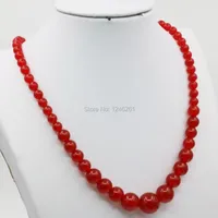 Chains 6-14mm Red Stone Lucky Beads Tower Necklace Chain Fashion Jewelry Making Design Party Wedding Gifts Wholesale 15inch