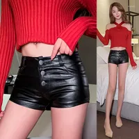 Women's Shorts 2023 Autumn And Winter Sexy Breasted Tight PU Leather Bottoming Low-waist Straight-leg Boots Outer Wear Bag Hip DK530