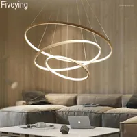 Pendant Lamps FiveYing Modern LED Lights 3 2 1 Circle Rings Acrylic Aluminum Body For Living Room Dining Hanging Ceiling Fixture