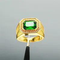 Cluster Rings Luxury Male Female Green Blue Zircon Stone Ring Men Women Love Wedding Unique Yellow Gold Finger Engagement RingCluster