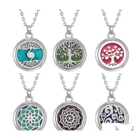 Pendant Necklaces Women Tree Of Life Aromatherapy Diffuser Vintage Bird Cat Open Locket Aroma Necklace Jewelry With Felt Pads Drop D Otsmd