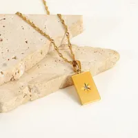 Pendant Necklaces European And American INS Necklace Stainless Steel Rectangular Sunshine For Women Paired Pendants Man