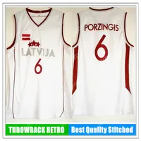 EUROPA New 6 Latvija Team Kristaps Porzingis Jersey Mens Basketball Jersey retro White Vintage stitched Shirt Classic european252S