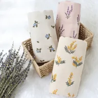Blankets Swaddling Baby Swaddle Wrap 100 Organic Cotton Muslin for born Infant Receiving Blanket Flower Print Gauze Bath Towel 230204