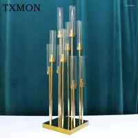 Decorative Flowers TXMON Products Electroplating Gold Acrylic Pipe Road Lead Wedding Candlestick T Stage Layout Festival Decor Shooting