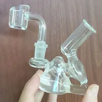 Pocket Small Mini Oil Rig Glass Bubbler Recycler Percolator Water Bongs Hookahs Recycler Water Bong Smoke Glass Pipe with 4mm Thick Male Quartz Banger Cheapest