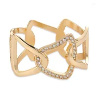 Bangle 2023 Hollow Out Geometry Metal Crystal Chain Romantic Open Cuff Bangles Bracelet For Women