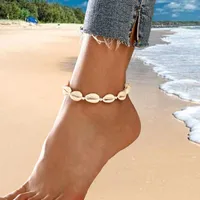 Anklets Handmade Wax Thread Woven Shells Adjustable Size Bracelet Anklet For Women Summer Beach Sandals Ankle Strap Bohemian Accessories
