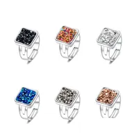 Solitaire Anning Fashion Rings Druzy Stone Stone For Women Healing Crystal Faux Natural Sier Finger Joyer￭a de lujo Regalo Drop entrega OTNPV