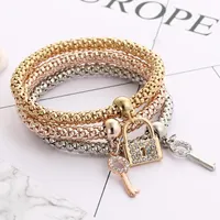 Link Bracelets Caring Lock Key Alloy Bracelet Woman Fashion Creative Accessories Party Banquet Jewelry Gift Girl Chain
