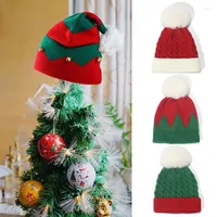 Hair Accessories Winter Christmas Hat Fur Pom Poms Thick For Kids Girl 's Knitted Beanies Santa Claus Cap Bells Baby Xma Gifts