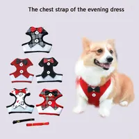 Dog Collars Chest Strap Soft Breathable Adjustable Traction Rope Chain Cat Cute Bow Tie Pet Evening Dress