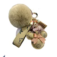 Fashion accessories designer keychain Mouse Diamond PU key chain Design Car key chains bag charm Favor Flower Pendant Jewelry Keyring