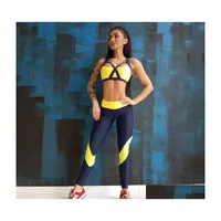 Yoga Roupfits Women Sexy 2 Pe￧as Conjunto de ternos esportivos Treino de gin￡stica Roupa de fitness Strap Sportswear Sportswear Running Slim Tracksuit Drop De Dhtk3