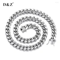 Chains D&Z 14mm 2Rows Cuban Link Chian Long Box Buckle Brass Material Iced Out Cubic Zircon Stones Necklace Hip Hop Jewelry