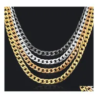 Chains Cuban Link Chain Necklace Curb For Men Jewelry Corrente De Prata Mascina Wholesale Miami Mens Vipjewel Drop Delivery Necklace Dhn2H