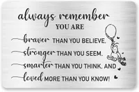 Keychains Inspirational Always Remember You Are Braver Than Think Engraved Metal Wallet Card Inserts Motivational Graduation Gifts