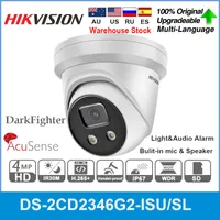 Hikvision 4MP IP Camera DS-2CD2346G2-ISU SL POE IR 40M AcuSense Darkfighter Built-in Microphone & Speaker Light Alarm APP