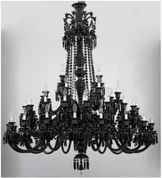 Chandeliers Large Chandelier Lustre Light Villa Antique Black Glass Crystal Lamp LED Lampadario