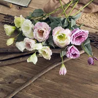 Decorative Flowers & Wreaths Fake Eustoma Bellflower Wedding Bride Home Table Artificial Silk