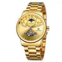 腕時計中国製造業者は工場の豪華な時計機械的自動ムーンフェーズ耐水性の男性ツアービヨン腕時計を公開する