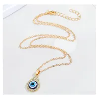 Pendant Necklaces Fashion Jewelry Water Drop Evil Eye Necklace Resin Blue Eyes Delivery Pendants Dh3Qh