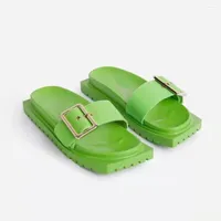 Slippers 2023 Flat Peep Toe Buckle Fashion Women's Shoes Luxury Sandals Women Designers Womens Comfort Summer