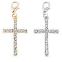 20PCS lot Silver Gold Plated Rhinestones Cross Floating Pendant Charms Fit For Magnetic Floating Locket Jewelry Making235W