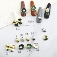 Nail Art Decorations 10Pcs Lot Korea Metal Alloy Parts Irregular Oval Round Painting Oil Pearl Bow Knot 3D DIY Accessories Stickers Charms