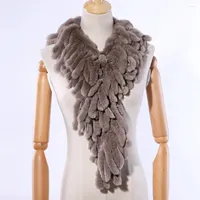 Scarves SUPPEV&STTDIO Luxury Women's Winter Fur Scarf Genuine Rex Wrap Strips Tassels Scarfs Fluffy Warm Soft