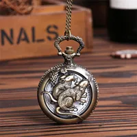 Pocket Watches & Fob Hollow Out Chinese Zodiac Animals Mouse Quartz Vintage Gift For Men Women