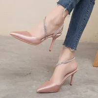 Dress Shoes MHYONS Womens Crystal Strap Pumps Fashion Thin High Heels 2020 Spring Summer Gladiator Shoes Woman Nude Slingbacks Sandals Mujer G230203
