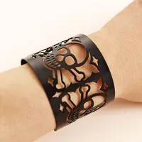 Bangle Halloween Punk Bracelet Geometric Hollow Wide Metal For Women Maxi Cuff Skeleton Jewelry Accessories