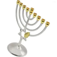 Candle Holders Holder Hanukkah Menorah Candlestick Jewish Stand Metal Chanukah Branch Desktopcandelabra Party Cups Ornamenttable Base