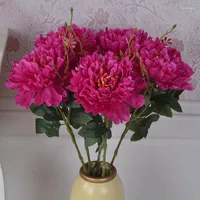 Decorative Flowers High Quality Simulation Single Large Peony Silk Flower Bouquet Wedding Home Living Room Floor Decoration Fake Artificial