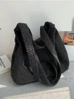 Waist Bags Designer Knitting Handbags Large Capacity Totes Pack Summer Big Purses Casual Hollow Woven Women Shoulder Solid CN(Origin)