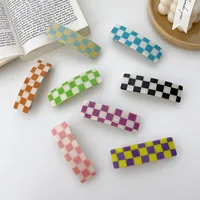 Hair Clips & Barrettes 8.5cm Korean Net Ins Grid Clip French Gingham Color Girl Square Hairpin For Girls Candy