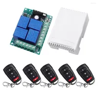 Remote Controlers QIACHIP 433Mhz Universal Wireless Control Switch DC 12V 4 CH RF Relay Receiver Module For Door Garage Motor Curtain LED